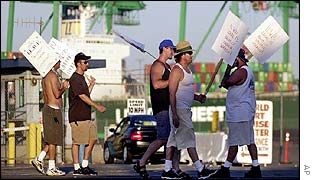 Striking longshoremen