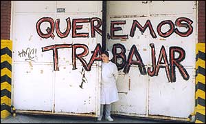 A worker at a bakery in Buenos Aires