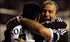 Alan Shearer and Noberto Solano
