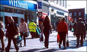 Shoppers in a high street