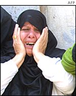 Mourners after Palestinians were killed in the Gaza Strip