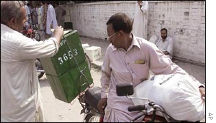 Election staff prepare ballot boxes in Rawalpindi