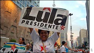 Demonstrators with Lula placards