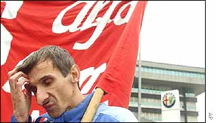 Protesting Fiat worker
