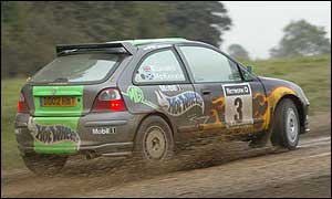 Mark Blundell takes his MG ZR Super 1600 for a spin at Silverstone 