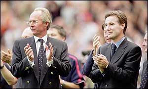 Football Association chief executive Adam Crozier (right) with Sven-Goran Eriksson
