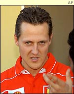 Michael Schumacher faces the media at Suzuka