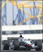 Kimin Raikkonen on his way to fastest time in Friday practice at Suzuka