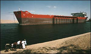 Bonga as it sails through the Suez Canal on its way to Wallsend