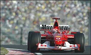 Michael Schumacher on his way to pole position at the Japanese Grand Prix
