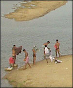 Swimmers at the Grand Anicut