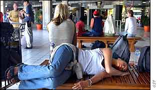 Foreign tourists at Denpasar International Airport