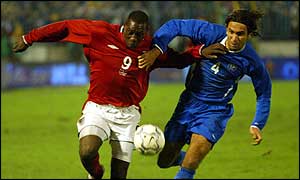 Emile Heskey said he was the subject of racial taunts during England's Euro 2004 qualifier in Slovakia