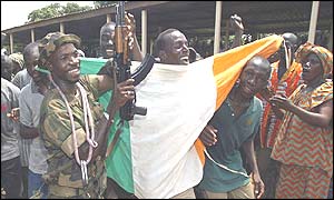 Rebel troops celebrate