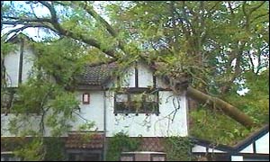 Storm damaged house in Cardiff