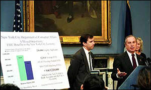 New York City Mayor Michael Bloomberg (foreground)