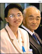 Fukie Hamamoto, left, and her elder brother Yuko