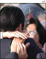 Fukie Hamamoto, centre, one of five Japanese kidnapped 