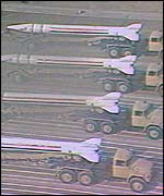 Scud launchers on parade in Baghdad