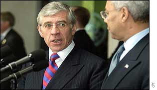 UK Foreign Secretary Jack Straw with US Secretary of State Colin Powell
