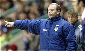 Berti Vogts signals instructions to his side