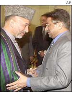 President Musharraf and Afghan leader Hamid Karzai
