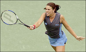 Number one seed Jennifer Capriati loses to Spain's Conchita Martinez 6-0 6-3