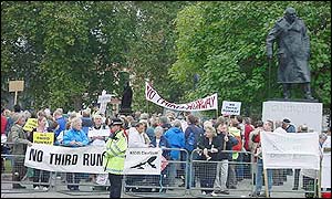 Demonstrators in Parliament Square