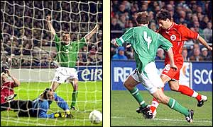 Gary Breen forces Ludovic Magnin to put the ball past his own keeper to level the score but the Swiss score a winner ten minutes later through Fabio Celestini