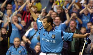 Ali Benarbia acknowledging cheers from Man City fans at Maine road