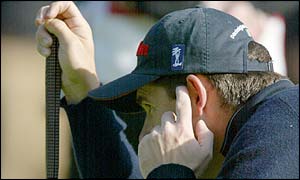 Ireland's Padraig Harrington focuses at the 11th green