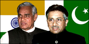 Indian Prime Minister Atal Behari Vajpayee and Pakistan President Pervez Musharraf