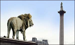 Lion in Trafalgar Square, courtesy of the Museum of London 