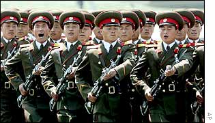 North Korean soldiers marching 