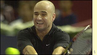 Agassi roared to a 5-1 lead in the second set