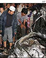 Wreckage from the church bombings in Jakarta in 2000