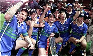 St Helens celebrate their Grand Final win over Bradford