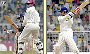 India's Sachin Tendulkar and Virender Sehwag make short work of the Windies attack