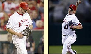 The Giants score four times in the fifth off Ben Weber and John Lackey