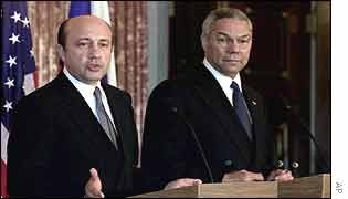 Russian Foreign Minister Igor Ivanov (left) with Colin Powell in 2001
