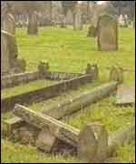 Damaged graves at the cemetery