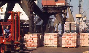 Goods being loaded at docks