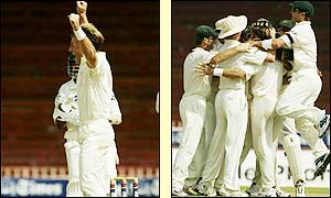 Bichel takes the wickets of Hasan Raza and Mohammed Sami to claim an innings win for Australia