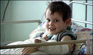 Child in hospital bed