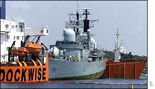MV Swan with HMS Nottingham on board
