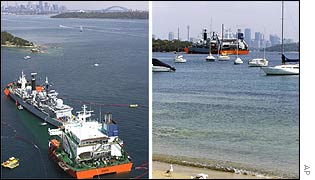 Views of MV Swan and HMS Nottingham in Sydney Harbour