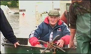 William Walton being rescued by boat