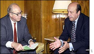 UN chief weapons inspector Hans Blix [left] with Russian Foreign Minister, Igor Ivanov