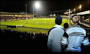 Hull fans watch the entertainment during the final match at the Boulevard