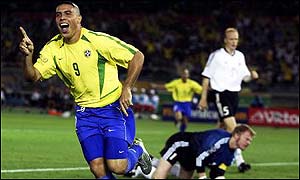 Ronaldo turns away after scoring against Germany in the final